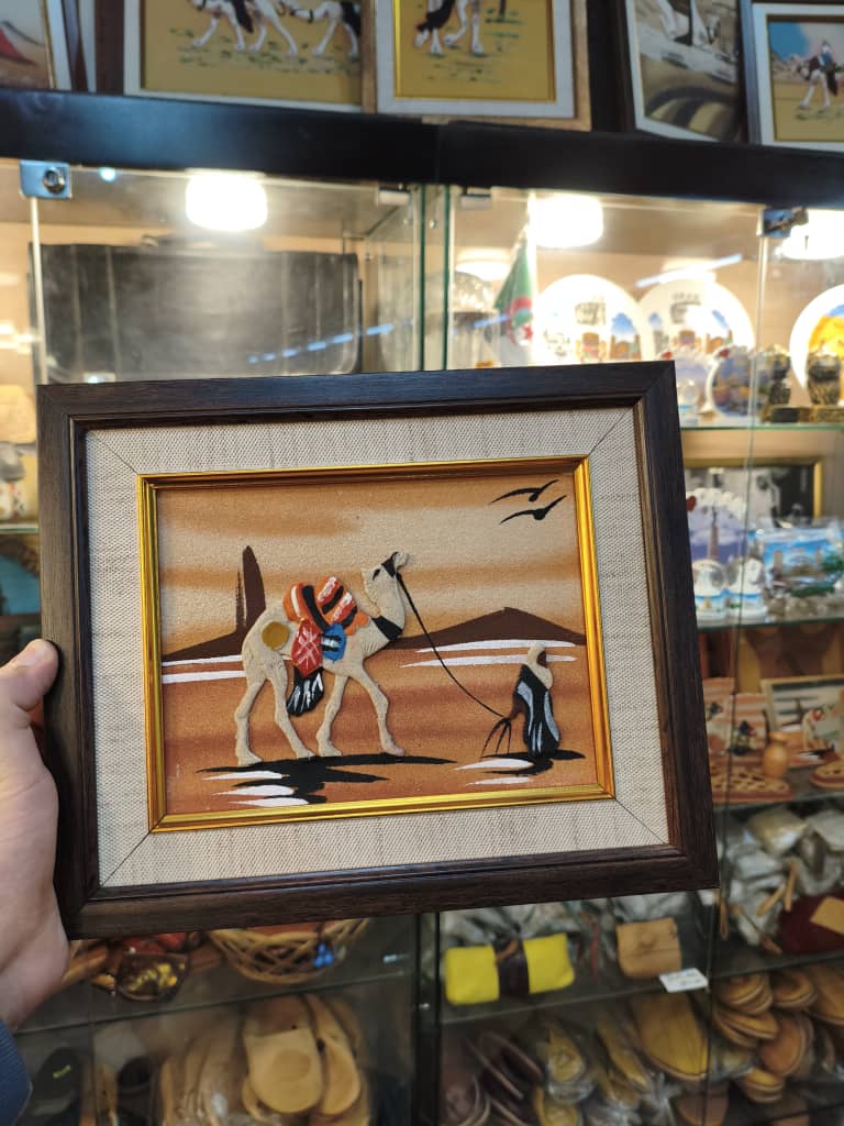Tableau Sable du Sahara – Scène Chameau & Touareg petite Taille