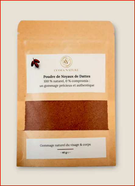 Poudre de Noyaux de Dattes – Gommage Naturel Visage & Corps | Lyssia Nature