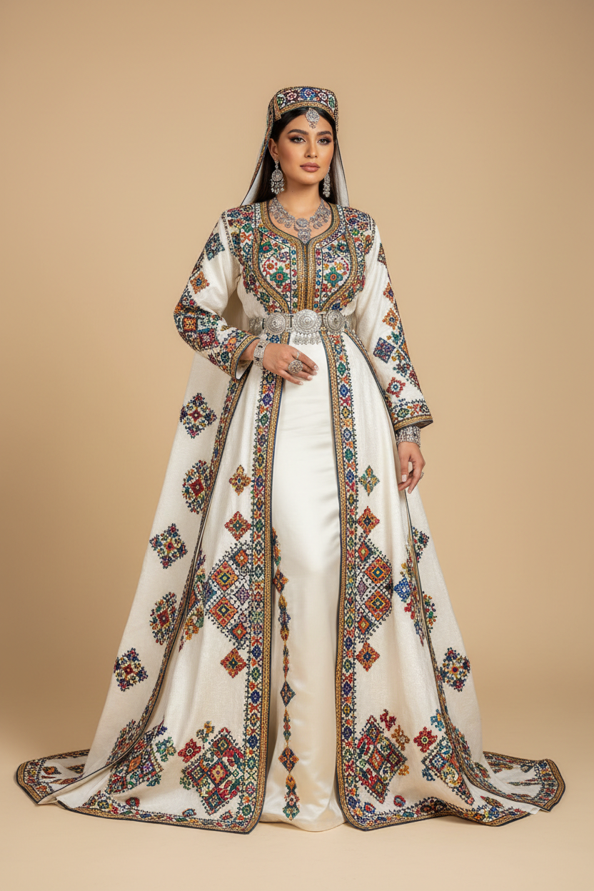 Robe Kabyle Blanche Broderies Berbères