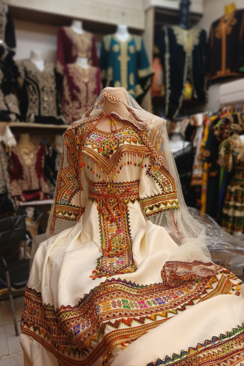 Robe Kabyle Blanche — Broderies Berbères améliorée